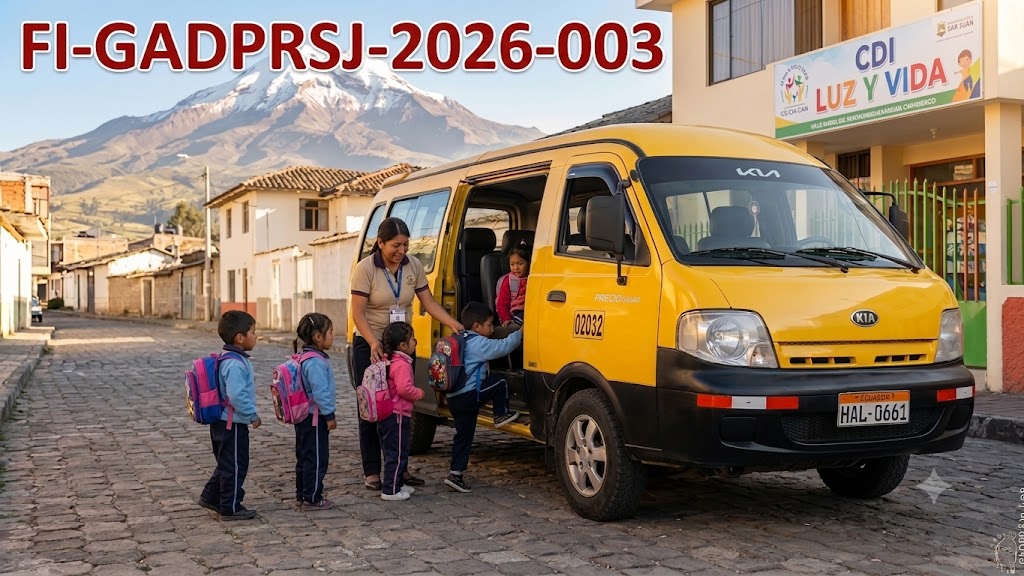 CONTRATACIÓN DEL SERVICIO DE TRANSPORTE CON HORARIOS PREDETERMINADOS PARA LOS CENTROS DE DESARROLLO INFANTIL CDI LUZ Y VIDA, EL CHAVO Y BALTAZARA LLANGOMA DE LA PARROQUIA SAN JUAN CANTON RIOBAMBA